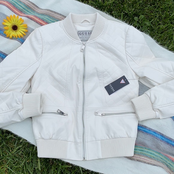 Guess Jackets & Blazers - ❓GUESS; BNWT White Faux Leather Jacket Misses XS!